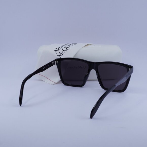 Alexander McQueen AM0352S 001 Sunglasses Black Square Frame, Grey Lenses - Picture 10 of 10